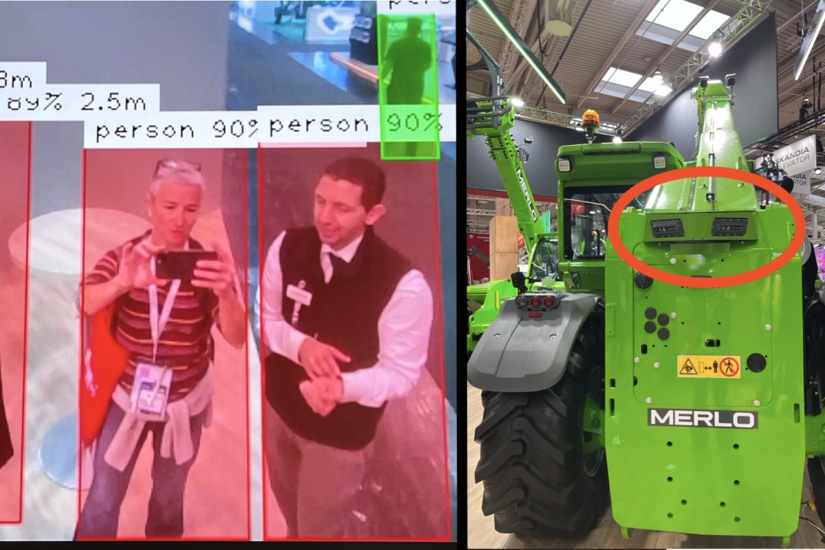 Pedestrian Detection: A sinistra l'immagine visibile all'interno della cabina, a destra il sistema montato sul retro del TF 65.9